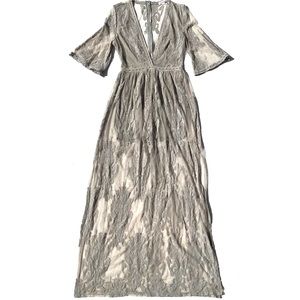 Sage green lace short romper with skirt